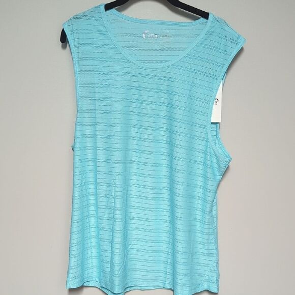 NWT Zyia Sky Blue Sleeveless Muscle Tee - Picture 1 of 5